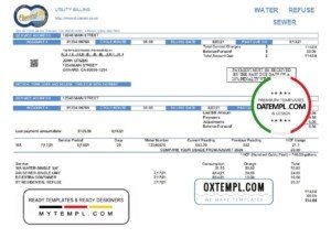 USA California City of Oxnard utility bill template in Word and PDF format