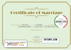 USA Marriage certificate template in Word and PDF format