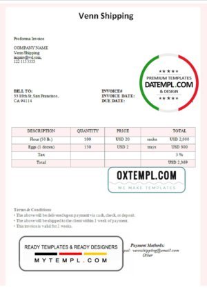 USA Nike invoice template in Word and PDF format, fully editable