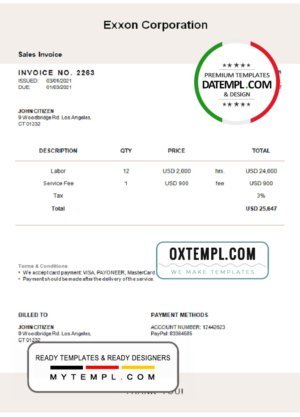 Final Invoice template in word and pdf format
