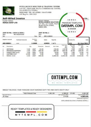 USA Nike invoice template in Word and PDF format, fully editable