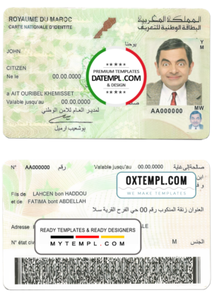 Morocco ID template in PSD format, fully editable, with fonts