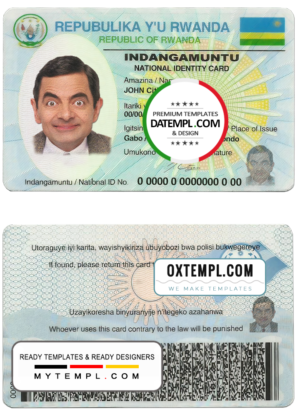 Rwanda ID card template in PSD format, fully editable