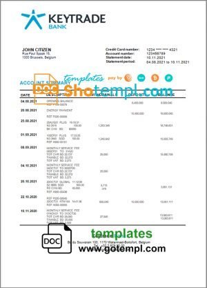 Oman Bank Dhofar bank statement Excel and PDF template