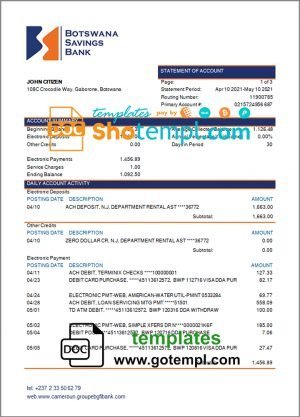 Finland Danske Bank statement template in Word and PDF format