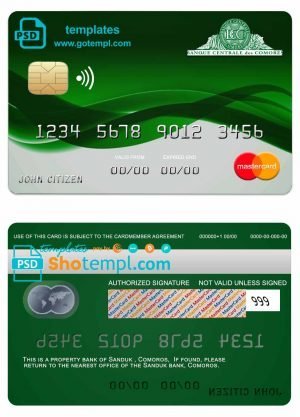 Niger Ecobank visa debit card, fully editable template in PSD format