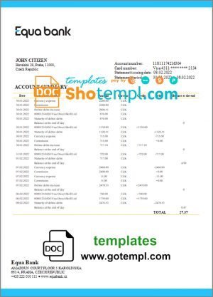 Georgia Bank of Georgia proof of address statement template in Word and PDF format, fully editable
