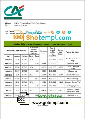 Guinea Fibank proof of address bank statement template in Word and PDF format