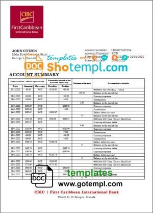 India Axis Bank statement template in .xls and .pdf file format (2 pages)
