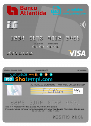 Lebanon BBAC bank visa platinum card, fully editable template in PSD format