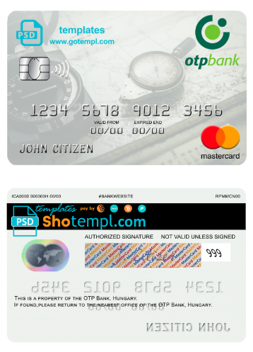 Hungary OTP Bank mastercard template in PSD format, fully editable