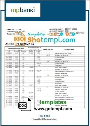 California PG&E (Pacific Gas and Electric Company) business utility bill, Word and PDF template