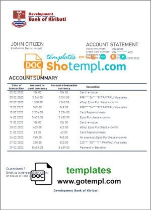 Uganda ABC Bank of Uganda bank statement template in Excel and PDF format