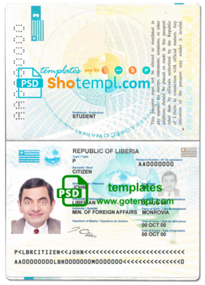 India passport template in PSD format, fully editable, with all fonts