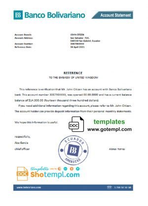 Israel Hapoalim proof of address bank statement template in Word and PDF format