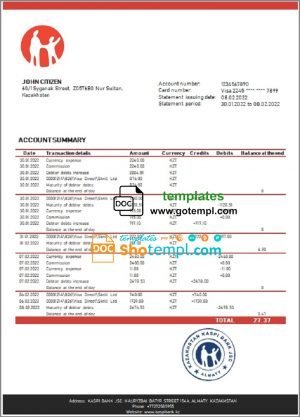 Palau hotel booking confirmation Word and PDF template, 2 pages