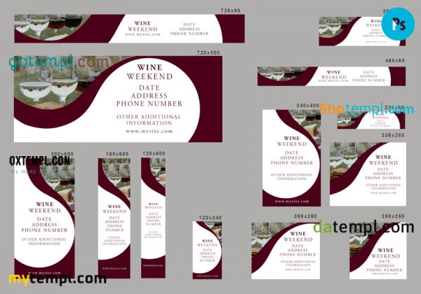# wine days editable banner template set of 13 PSD