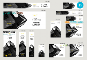 # iconic service editable banner template set of 13 PSD