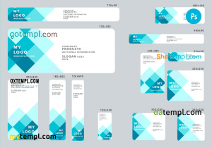 # cubistic editable banner template set of 13 PSD