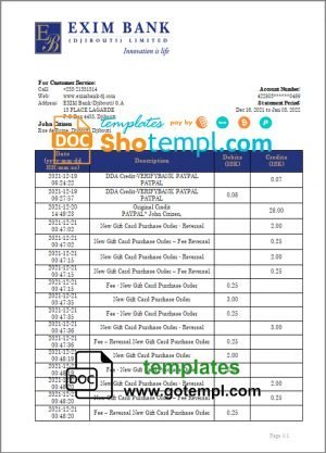 Iran Melli Bank statement template in Word and PDF format, good for address prove
