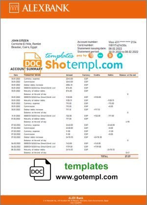 Laos Indochina Bank statement easy to fill template in Excel and PDF format