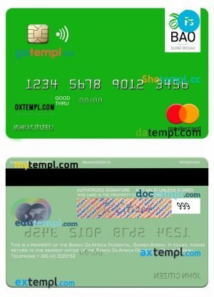 Guinea Bissau Banco Da Africa Ocidental mastercard credit card fully editable template in PSD format