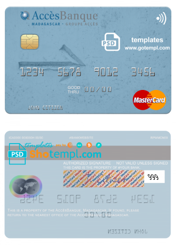 Madagascar AccèsBanque mastercard credit card template in PSD format