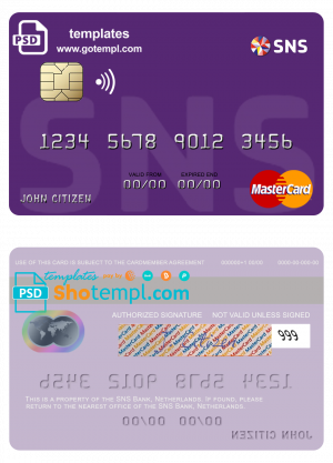 USA Comerica Bank visa card template in PSD format