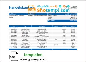 Hungary Budapest Bank – Szolnoki Fiók bank statement template in Word and PDF format