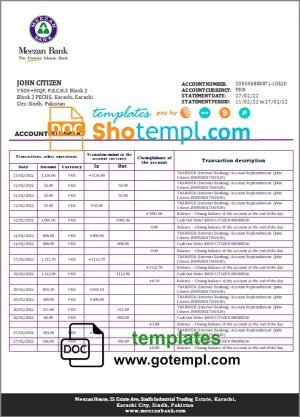 Australia Heritage bank statement easy to fill template in Excel and PDF format, 2 pages