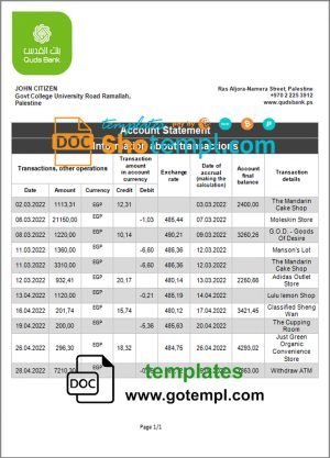 USA Lakewood Water District utility bill template in Word and PDF format