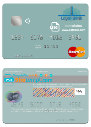 Mastercard Design Psd Saint Lucia Loyal Bank Limited mastercard credit card template in PSD ...