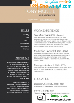 Modern Resume template in WORD format 1
