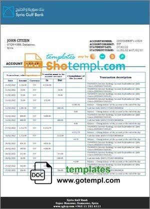Bahrain Al Baraka bank statement easy to fill template in .xls and .pdf file format