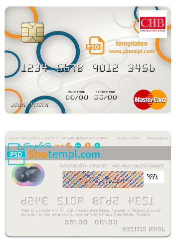 Taiwan Chang Hwa Bank mastercard template in PSD format