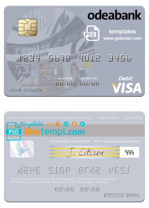 Greece Alpha Bank visa debit card template in PSD format