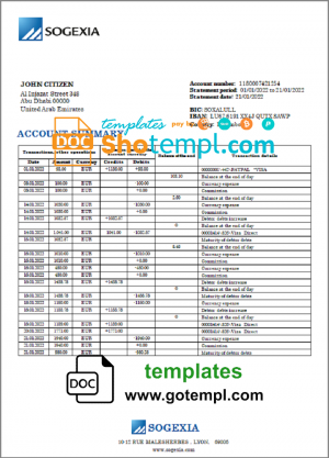Central African Republic Bank of Central African States BEAC bank statement easy to fill template in .xls and .pdf file format (AutoSum)