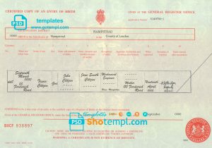 Latvia vital record birth certificate Word and PDF template, completely editable