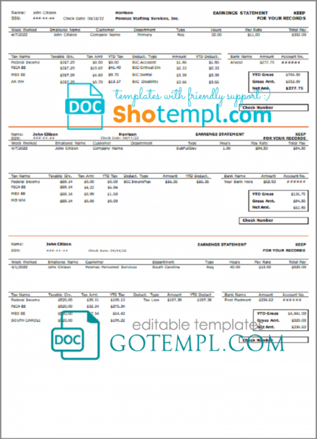 better help pay stub template in Word and PDF format