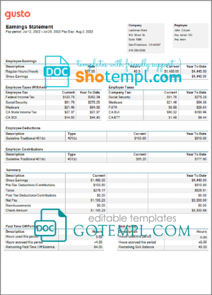 find sease pay stub template in Word and PDF format