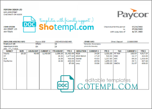 # clean sweep pay stub template in Word and PDF format