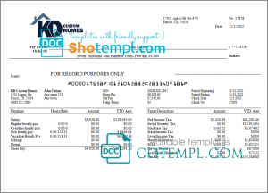 under score pay stub template in Word and PDF format