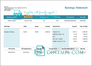 central mass pay stub template in Word and PDF format