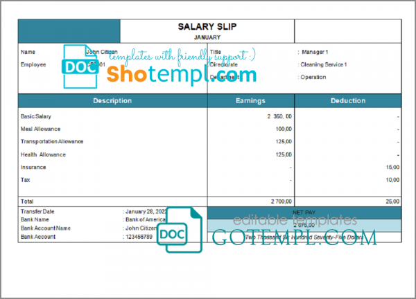 hang time pay stub template in Word and PDF format