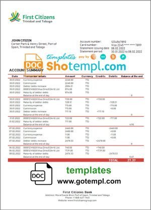 Brunei Baiduri bank statement easy to fill template in Excel and PDF format (AutoSum)