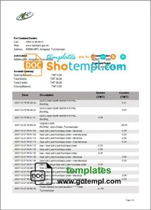 USA Moneylion bank statement Word and PDF template, 2 pages