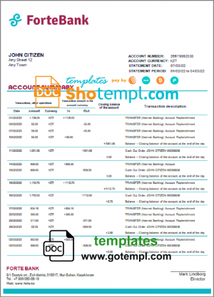 INDIA STANDARD CHARTERED bank statement Word and PDF template, version 2