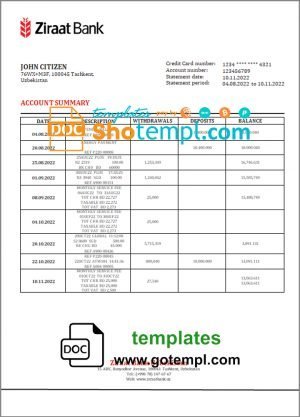 Georgia Basis Bank statement template in Word and PDF format