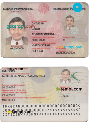 Kyrgyzstan ID card template in PSD format, fully editable