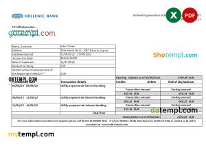 Denmark Nykredit bank statement template in Word and PDF format